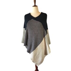 Women's Poncho Geometric Colorblock Winter layer